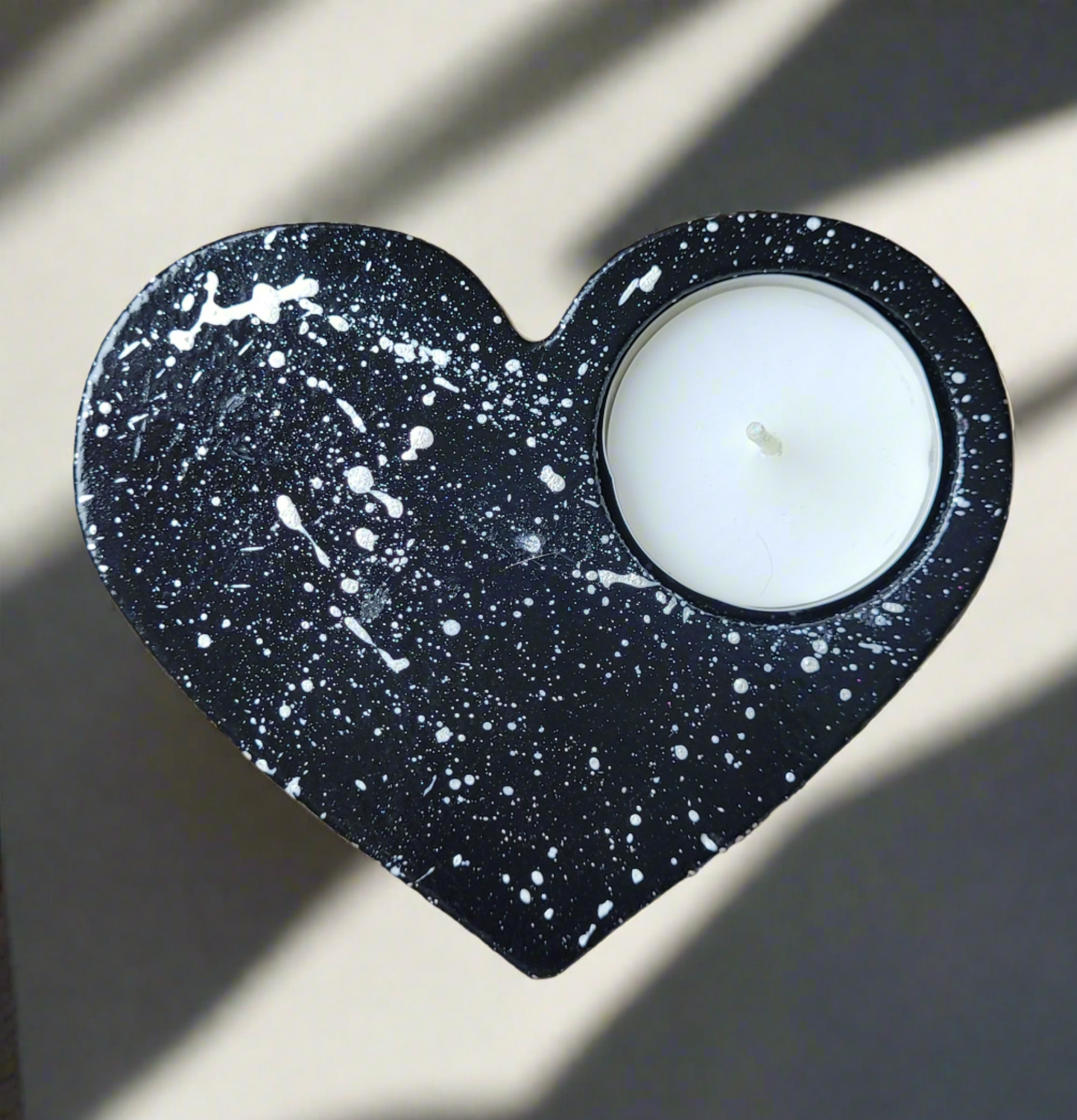 Black Heart eco resin Tealight Holder