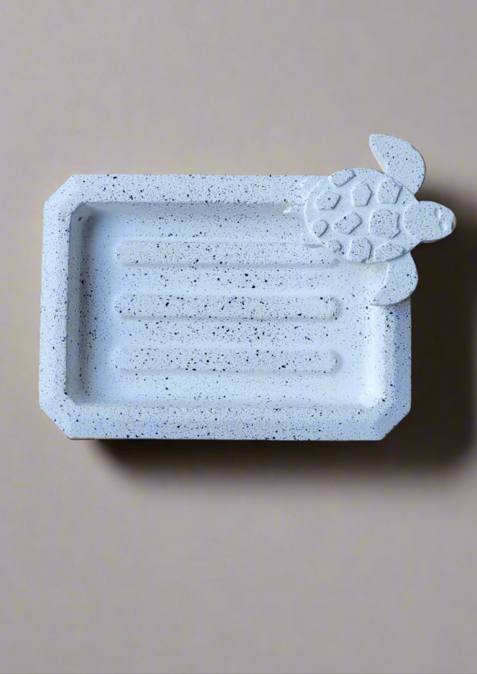 white granite turtle design soap holder